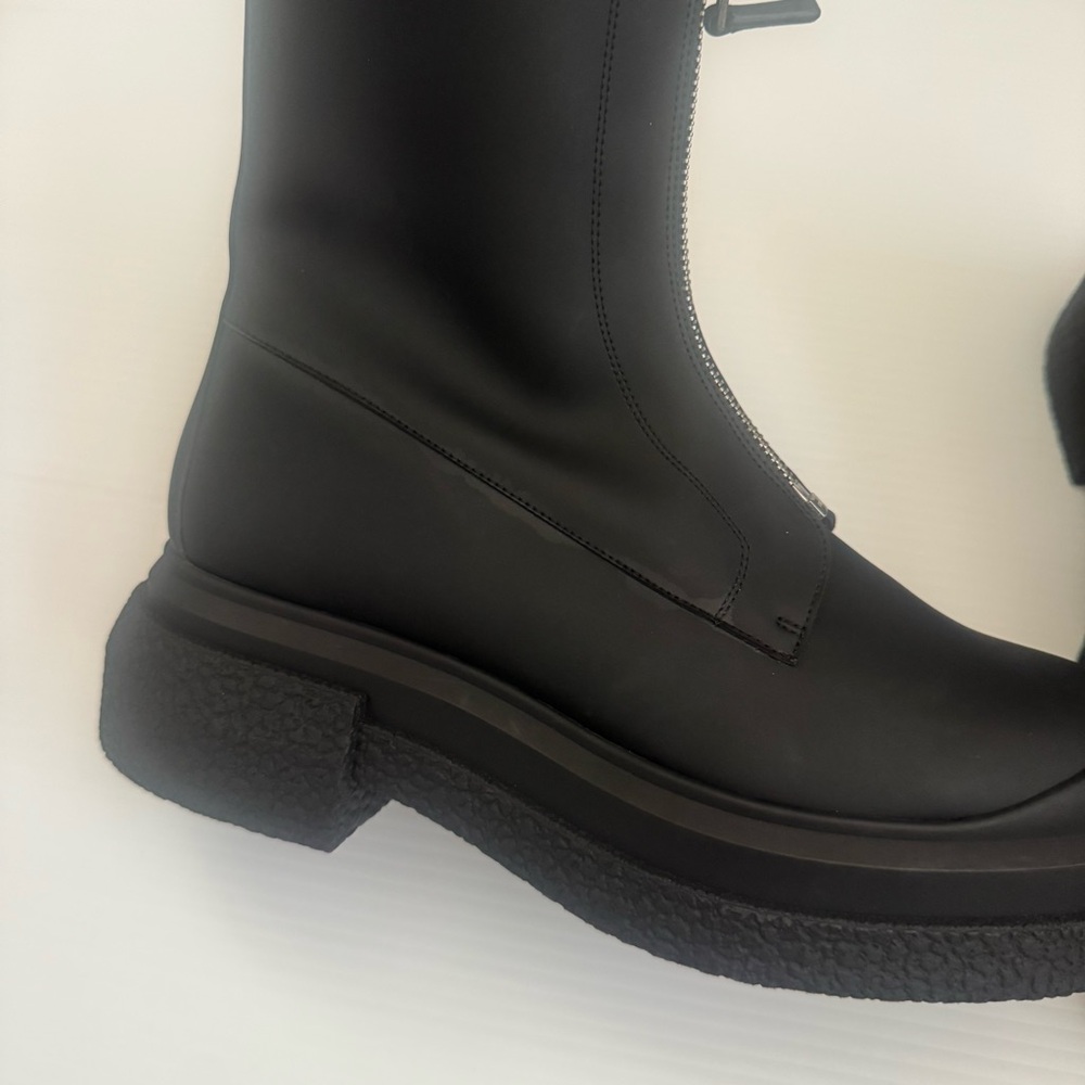 Stuart Weitzman Charli Zip Sport Leather Ankle Boots Black Size 8.5 - Picture 9 of 16
